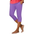 thumbnail image 1 of Audhol Womens Capri Leggings, Leggings Women's 3/4 Summer Sports Jogging Bottoms Elastic Waist Yoga Trousers Casual Slim Fit Running Capris for Women Purple L, 1 of 6