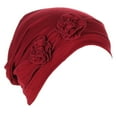 thumbnail image 1 of Audhol Womens Hats Fashion Flower Head Hat Cap Ethnic Bohemian Floral Hair Cover Wrap Turban Headwear Turban Cap Pleated Hat Silk Bonnet Wine One Size, 1 of 4