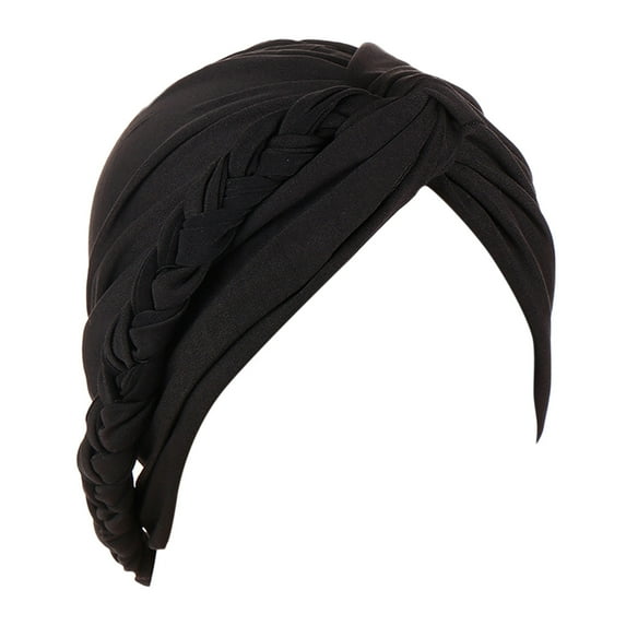 Audhol Womens Hats Fashion Women Braid Turban Hats Hat Cap Hair Bonnet Head Scarf Wrap Cover Hijab Cap Black One Size
