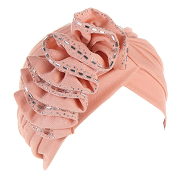 Audhol Womens Hats Fashion Women Cancer Head Hat Cap Ethnic Bohemian Floral Hair Cover Wrap Turban Headwear Turban Cap for Ladies Silk Bonnet B One Size