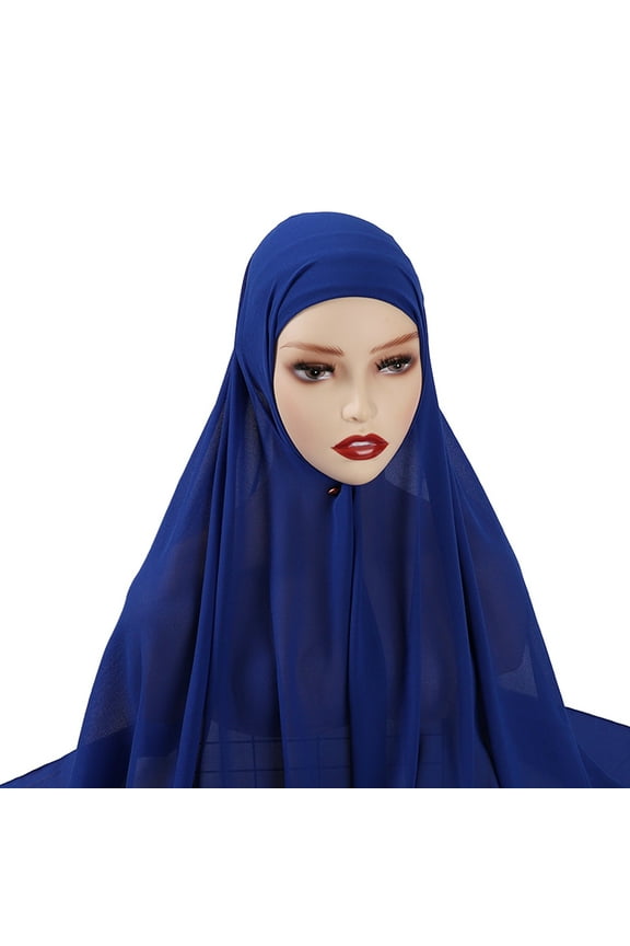 Womens Hats Fashion Women'S Soft Chiffon Long Scarf Shawl Fashion Muslim Hijab Wrap Hijab Hijab Cap Blue2 One Size