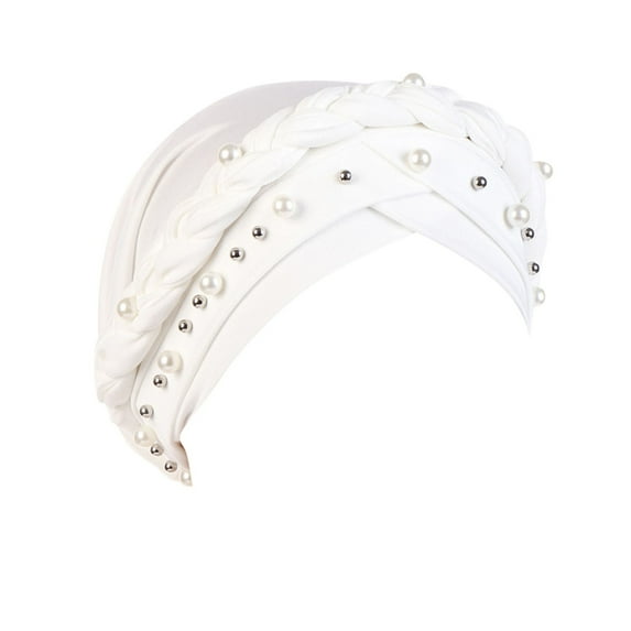 Audhol Womens Hats Fashion Women'S Soft Monochrome Single Braid Hat Pin Muslim Baotou Hat Bonnet White One Size