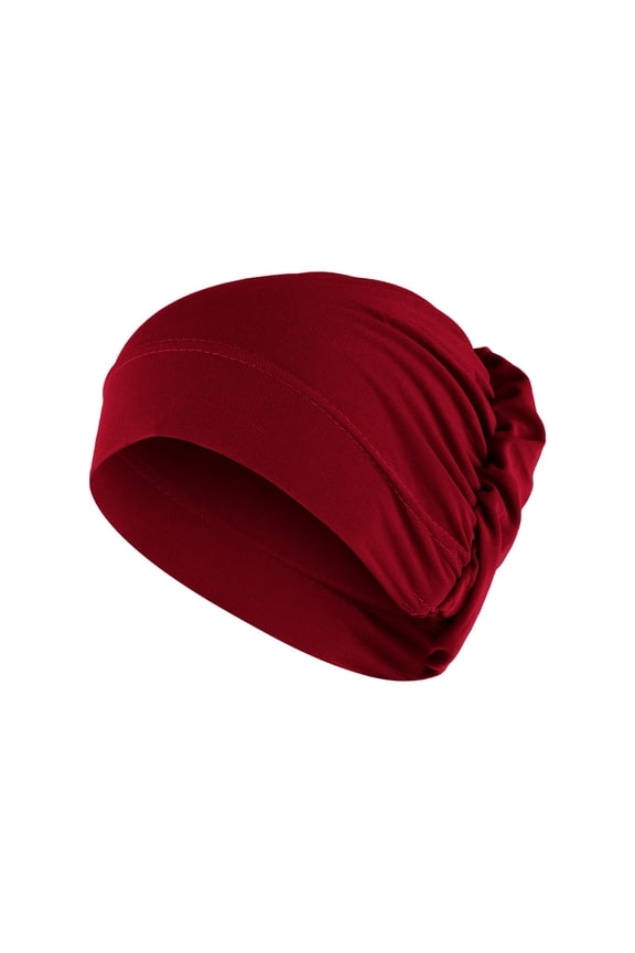 Womens Hats Fashion Women Solid Beading Hat Muslim Ruffle Cancer Chemo Hat Wrap Cap Silk Bonnet B M