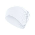 thumbnail image 1 of Audhol Womens Hats Fashion Women Solid Beading Hat Muslim Ruffle Cancer Chemo Hat Wrap Cap Silk Bonnet White M, 1 of 5