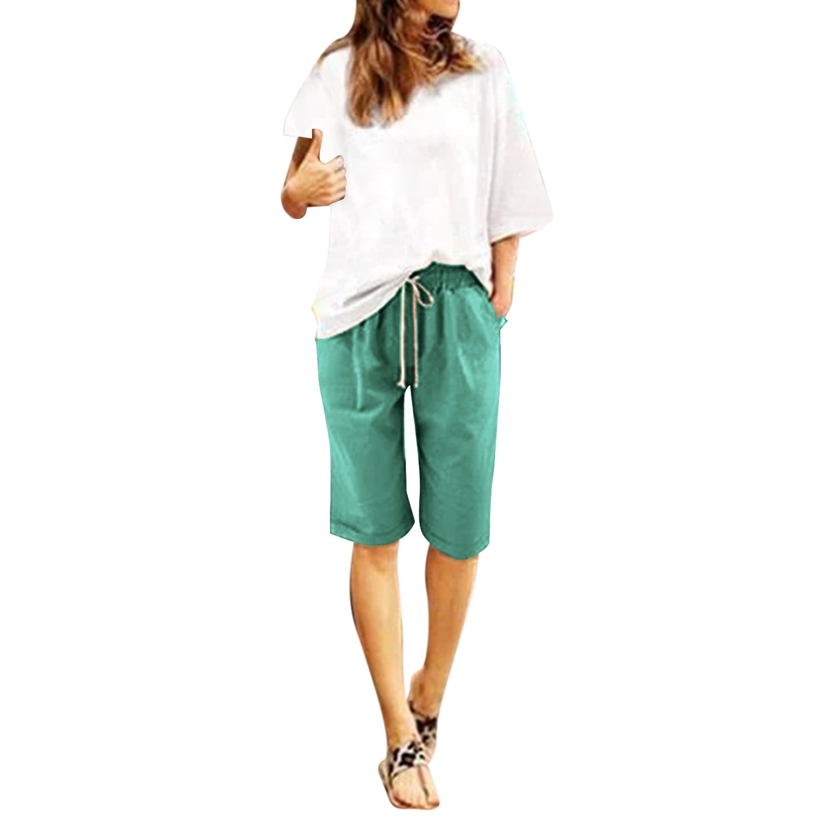 Audhol Womens Knee Length Shorts, Ladies Casual Pocket Thin Outer Wear — free download