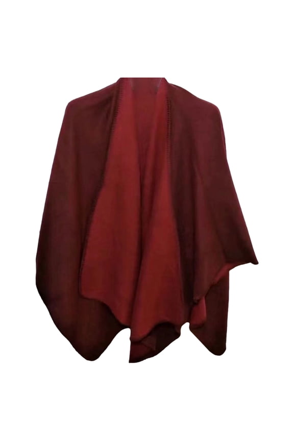 Womens Large Cross Front Poncho Sweater Wrap Topper Knitted Elegant Shawls Cape for Fall Winter Womens Color Cloak Shawl Shawl Cardigan Shawl Warm Poncho Sweater Red One Size