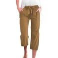 thumbnail image 1 of Audhol Womens Linen Pants Pants for Women Cotton Linen Casual Summer 2025 Straight Wide Leg Loose Drawstring Elastic Waist Cropped Trouser Linen Capri Pants for Women Yellow 4XL, 1 of 5
