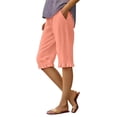 thumbnail image 1 of Audhol Womens Shorts Casual! Womens Casual Loose Elastic Waist Cotton Trouser Cropped Wide Leg Pants Summer Shorts Women Rose Gold M, 1 of 5