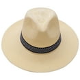thumbnail image 1 of Audhol Womens Straw Fedora Beach Sun Hat Sunscreen Beach Hat Male Casual Sun Jazz Band Hat Fedora Caps Sunscreen Hat Bucket Hat Father Hat Ultra Wide Brim Sun Hat White One Size, 1 of 2