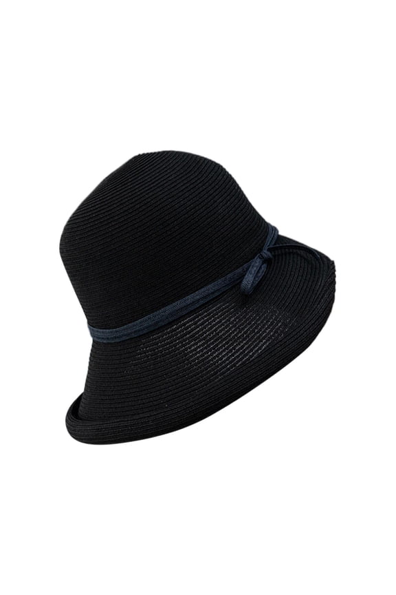 Womens Straw Fedora Beach Sun Hat Women Cloche Hat Vintage Hat Everything Beach Sunblock Hat Fashion Curly Rimmed Fisherman Hat Women Floppy Foldable Roll up Cap Black A