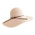 thumbnail image 1 of Audhol Womens Straw Fedora Beach Sun Hat Womens Hat Sun Hat For Women Beach Cap Summer Hats UPF50+ Ultra Wide Brim Sun Hat Red One Size, 1 of 3