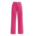 thumbnail image 1 of Audhol Work Jeans for Women, Women Baggy Barrel Jeans Print Denim Ankle Pants Wide Leg Mid Jeans Sweatpants Patchwork Boyfriend Jeans for Women Hot Pink L, 1 of 7