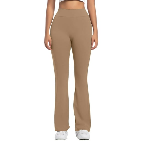 Audhol Yoga Pants Women Women Yoga Pants High Waist Flare Leggings Wide Straight Leg Sports Trousers Flared Trousers with Pocket for Yoga Fitness Wide Leg Yoga Pants for Women Coffee L