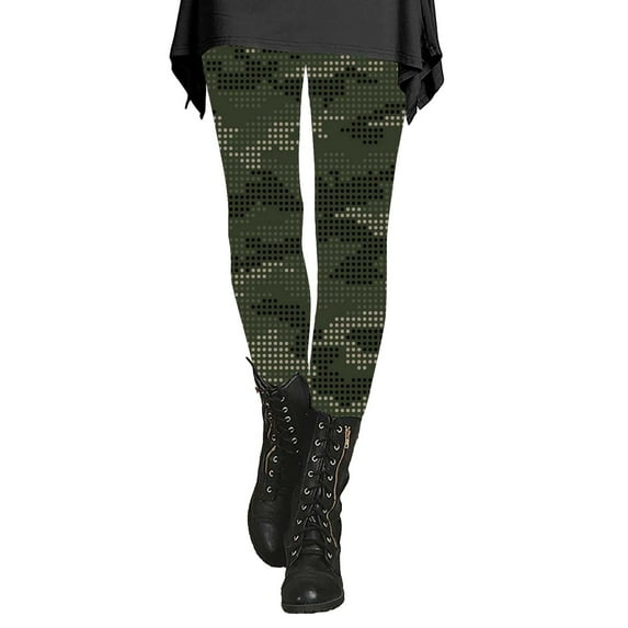 Audhol Yoga Pants Women Women's Autumn and Winter Camouflage Leggings Artistic Printed Soft Stretchy Pants for Women Camo Leggings Army Green 3XL