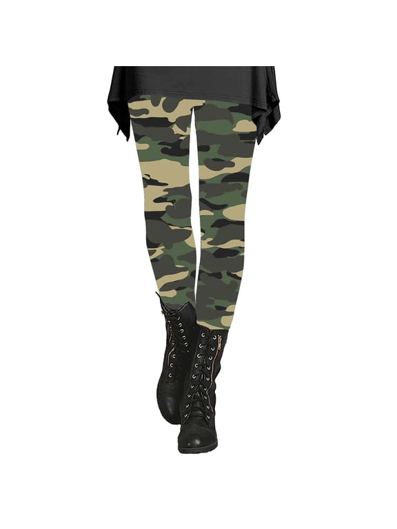 Yoga Pants Women Women's Autumn and Winter Camouflage Leggings Artistic Printed Soft Stretchy Pants for Women Camo Leggings Army Green S