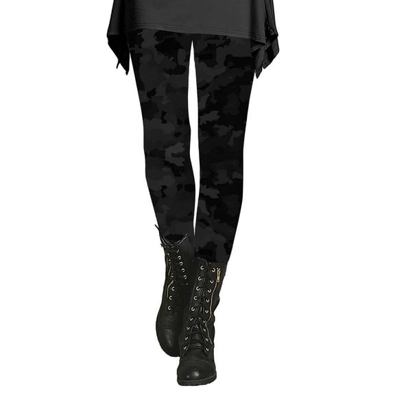 Audhol Yoga Pants Women Women's Autumn and Winter Camouflage Leggings Artistic Printed Soft Stretchy Pants for Women Camo Leggings Black M