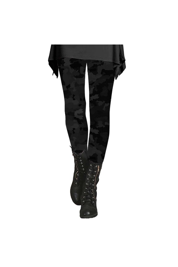 Yoga Pants Women Women's Autumn and Winter Camouflage Leggings Artistic Printed Soft Stretchy Pants for Women Camo Leggings Black S