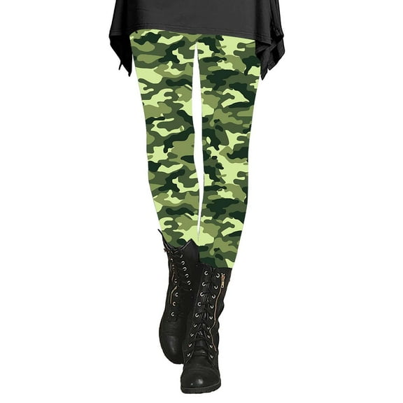 Audhol Yoga Pants Women Women's Autumn and Winter Camouflage Leggings Artistic Printed Soft Stretchy Pants for Women Camo Leggings Green 3XL