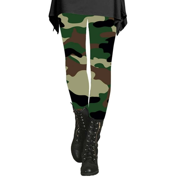 Audhol Yoga Pants Women Women's Autumn and Winter Camouflage Leggings Artistic Printed Soft Stretchy Pants for Women Camo Leggings Green 4XL