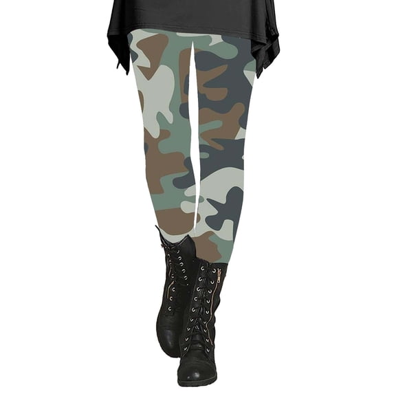 Audhol Yoga Pants Women Women's Autumn and Winter Camouflage Leggings Artistic Printed Soft Stretchy Pants for Women Camo Leggings Grey 3XL
