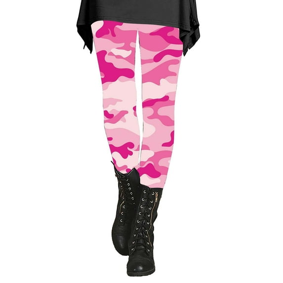 Audhol Yoga Pants Women Women's Autumn and Winter Camouflage Leggings Artistic Printed Soft Stretchy Pants for Women Camo Leggings Pink S