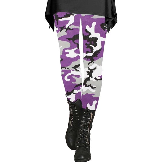 Audhol Yoga Pants Women Women's Autumn and Winter Camouflage Leggings Artistic Printed Soft Stretchy Pants for Women Camo Leggings Purple 4XL