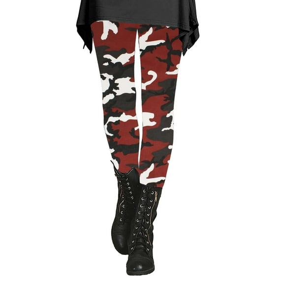 Audhol Yoga Pants Women Women's Autumn and Winter Camouflage Leggings Artistic Printed Soft Stretchy Pants for Women Camo Leggings Red M