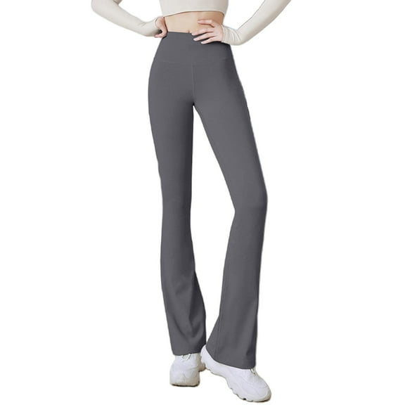 Audhol Yoga Pants Women! Women's High Waist Flared Yoga Trousers Sports Leggings Stretch Wide Sports Trousers Abdominal Control Jogging Bottoms Jazz Pants Elegant Flared Leggings for Women Grey 2XL
