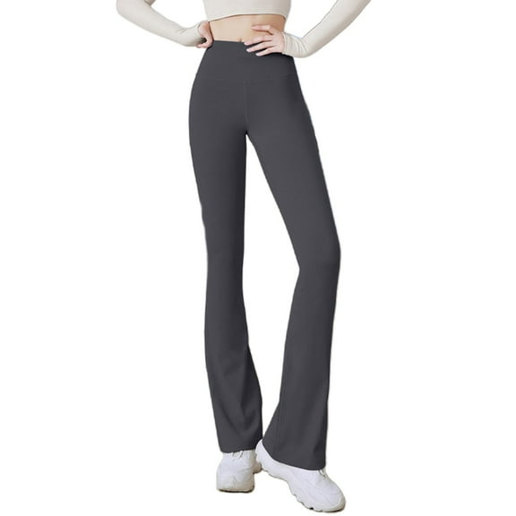 Audhol Yoga Pants Women! Women's High Waist Flared Yoga Trousers Sports Leggings Stretch Wide Sports Trousers Abdominal Control Jogging Bottoms Jazz Pants Elegant Flared Leggings for Women Dark Gray M