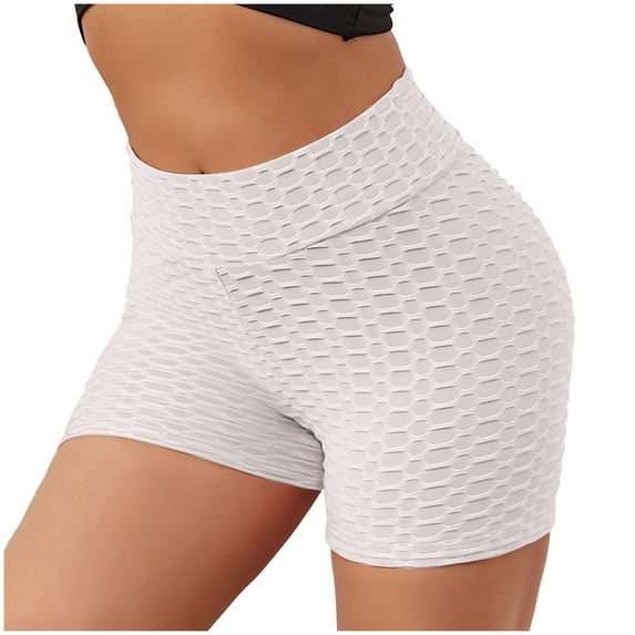 Audhol Yoga Shorts for Women Women Athletic Active Yoga Short Shorts Booty Shorts Mini Hot Pants Sport Leggings Activewear Workout Sweat Running Shorts with Pockets Women Workout Shorts White 2XL