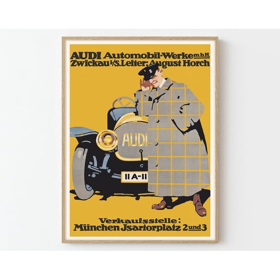 Audi Automobil Vintage Ad Poster Fine Art Print | Home Decor Retro Wall Art Gift, 8x12 UNFRAMED