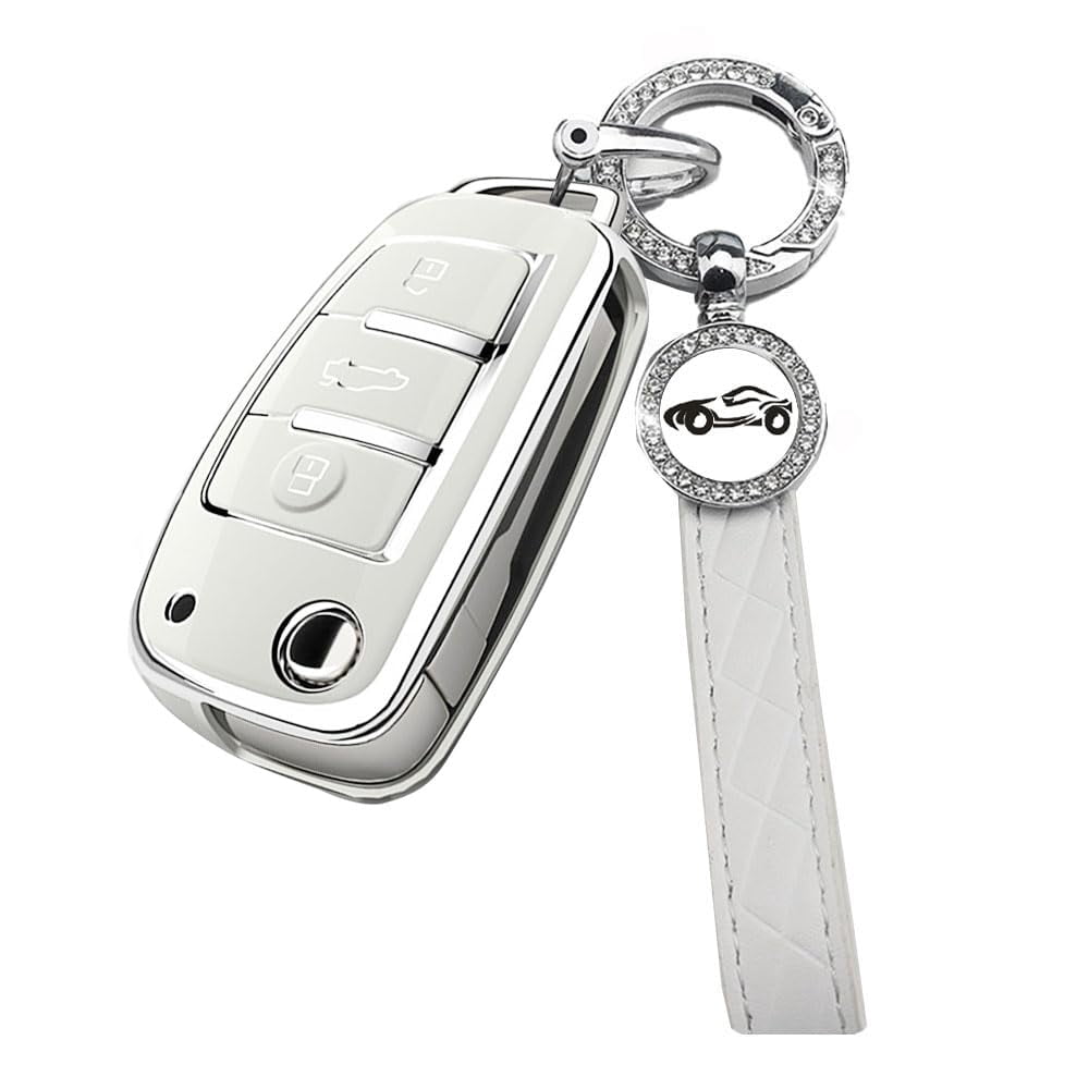 Audi Key Fob Cover Compatible With A1 A3 Q3 Q7 R8 A6L TT 3 Button Smart Remote Key Protector TPU Key Case Remote Key Holder