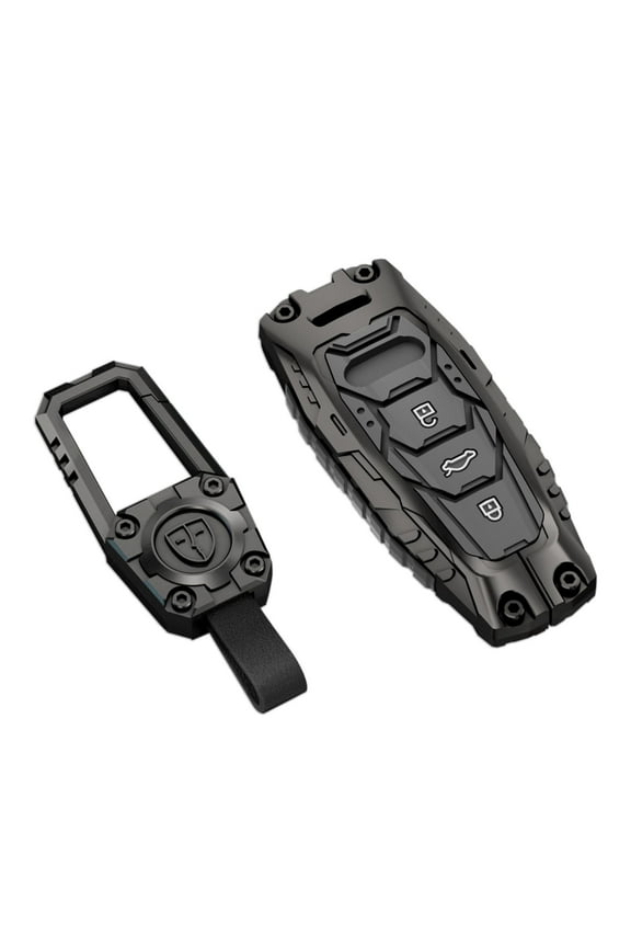 For Audi Key Fob Cover with Keychain,Zinc Alloy Protection Car Key Case Accessories for 2019-2023 A3 A6 A6L A7 S3 S6 S7 E-Tron A8 Q8 Silicone Smart Keyless Keyshell