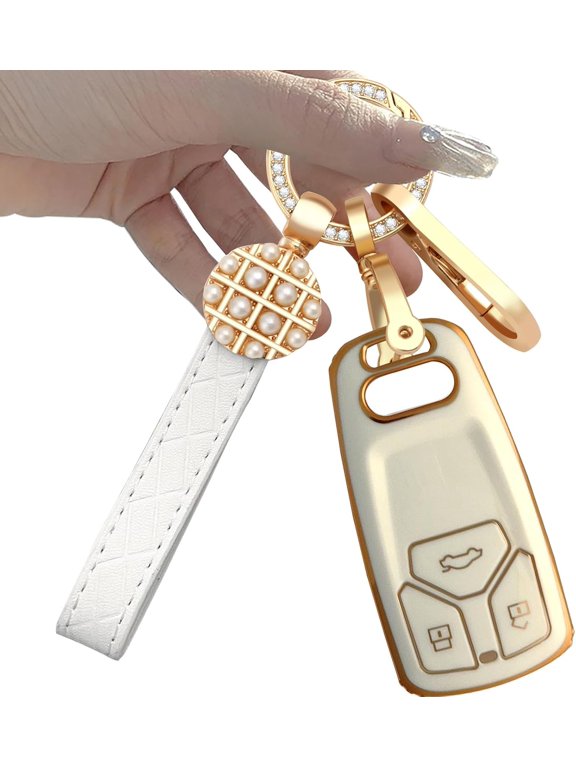 for Audi Key fob Cover Two different materials keychain Multi-style matching for Audi A1 A3 A4 A5 A6 A7 A8 Q2 Q3 Q5 Q7 TT TTS R8 S3 S4 S5 S6 S7 RS3 RS5 RS6 RS7