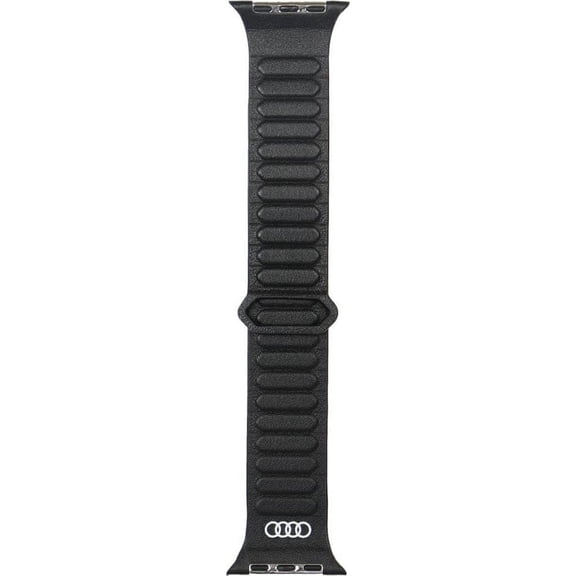 Audi Logo Genuine Leather Magnetic strap for Apple Watch 44/45/46/49mm Black - AU-GL-AW44-49-GT/D2-BK