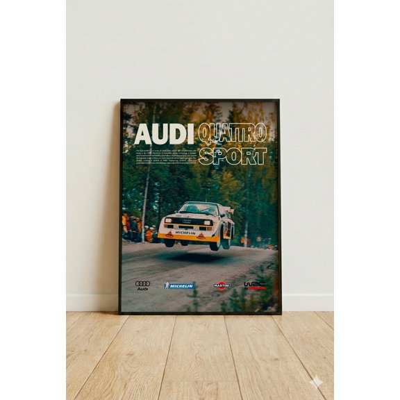 Audi Quattro Poster - Group B Rally Art - Vintage WRC Wall Decor - Decoração Man Cave - Presente Fãs Carros (Unframed)
