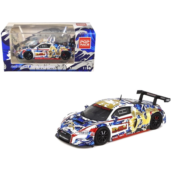 Audi R8 LMS "Evisu Racing X Works" White with Graphics 1/64 Diecast Model Car by Pop Race