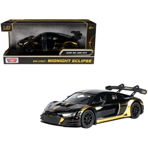 Audi R8 LMS GT3 Black with Gold Stripes and Graphics "Midnight Eclipse" Series 1/24 Diecast Model Car by Motormax