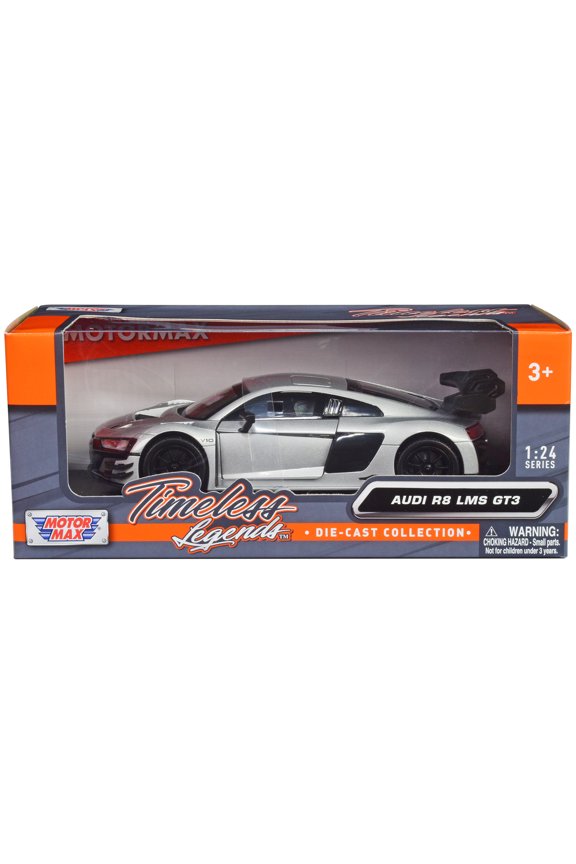 Audi R8 LMS GT3 Silver Metallic "Timeless Legends" Series 1/24 Diecast Model Car by Motormax