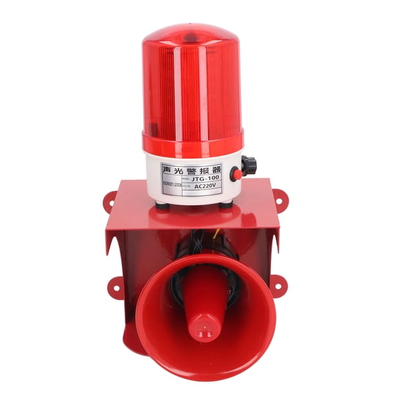 Audible Visual Siren Alarm - 120dB Sound and LED Strobe Light Warning Siren with 3 Alert Tones and Adjustable Volume for Schools, Factories, and Malls, Red Flash (220V, 13 x 7.9 inches / 33 x 20 cm)