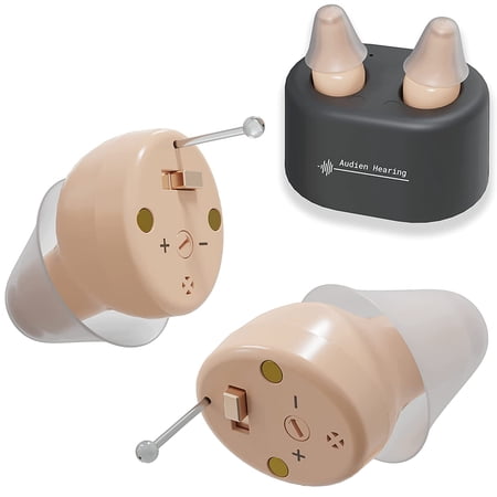 Audien ATOM Sound Amplifier, Rechargeable, Premium Comfort Design and Nearly Invisible