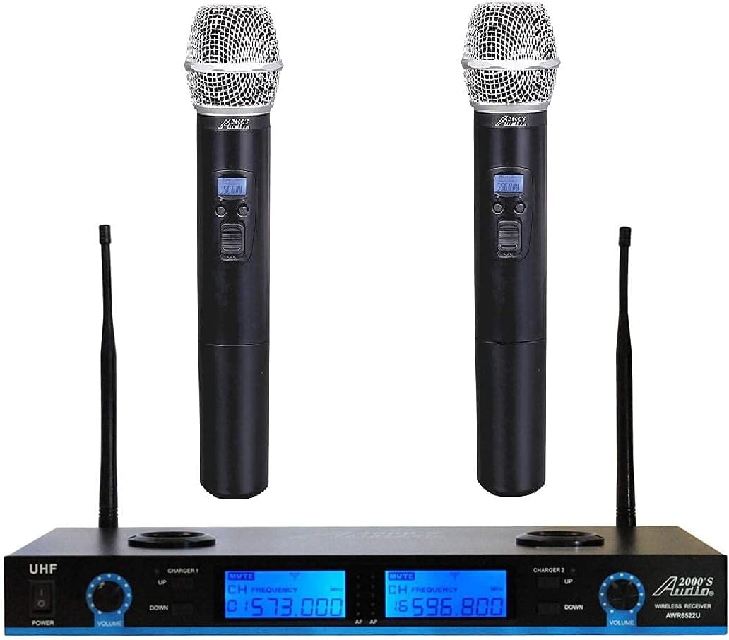 Audio 2000S WM6522 PLL Frequency Agile UHF Rechargeable Wireless System with Two Rechargeable Handheld Wireless Microphones