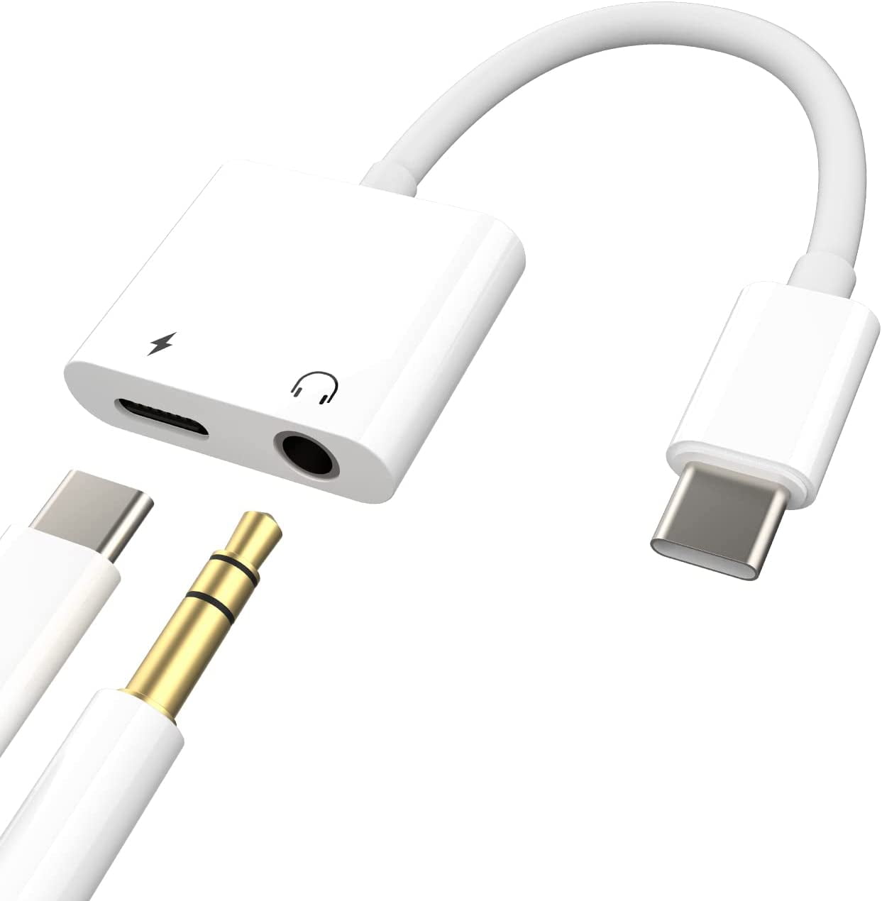 Audio Accessories USB C to 3.5mm Headphone Adapter Type USBC Splitter AUX Dongle Jack and