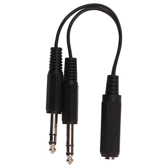 Audio Adapter Cable Female to 2 Male 6.35mm Splitter Y Cable Signal Transmission Enhancing 0.2m