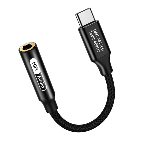 Atzeste USB C to 3.5mm Headphone Jack Audio Adapter, DAC AB136D HiFi USB C to Aux Female Audio Dongle Compatible with iPhone 16/15 Series, iPad Pro, MacBook, Samsung Galaxy S24/S23/S22