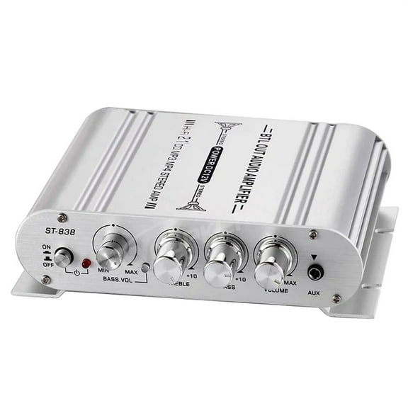 Audio Amplifier ST-838 2.1 Channel Subwoofer Stereo Bass Amp RMS 20Wx2+40W Class D Mini Amplifiers Media Player ,Bass & Treble Control