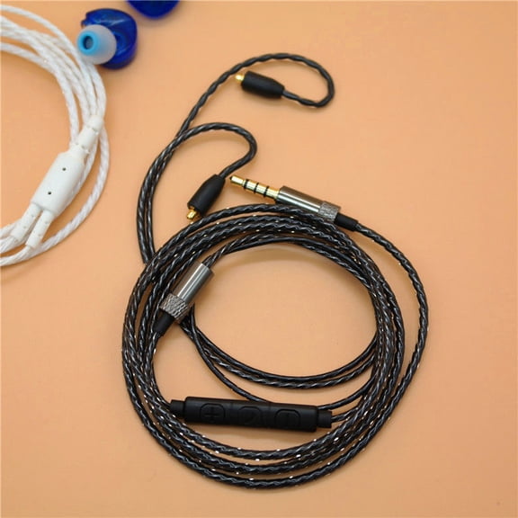 Audio Cable Cord Black W/Mic Volume Contro Earphone Upgrade Cord for Shure se215/se425/se535