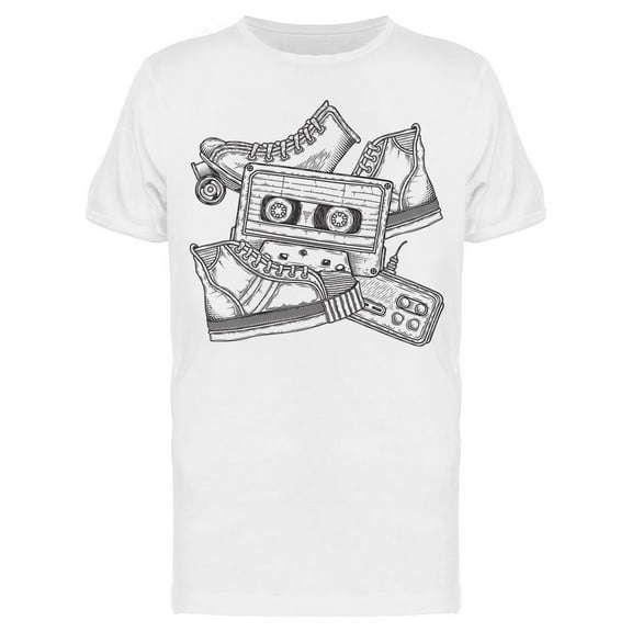 Audio Cassettes Sneakers Sketch T-Shirt Men -Image by Shutterstock, Male Small