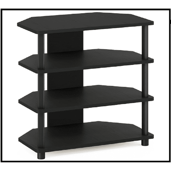 Audio Component Rack Tower Media Stereo TV Stand Equipment Shelves Black 4 Tier