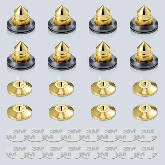 Audio Equipment Elevator, Speaker Isolation Stand Feet with Adjustable Height for HiFi Amplifiers, Subwoofers, Gold-Plated Cone Base Pad Ensuring Sound Purity